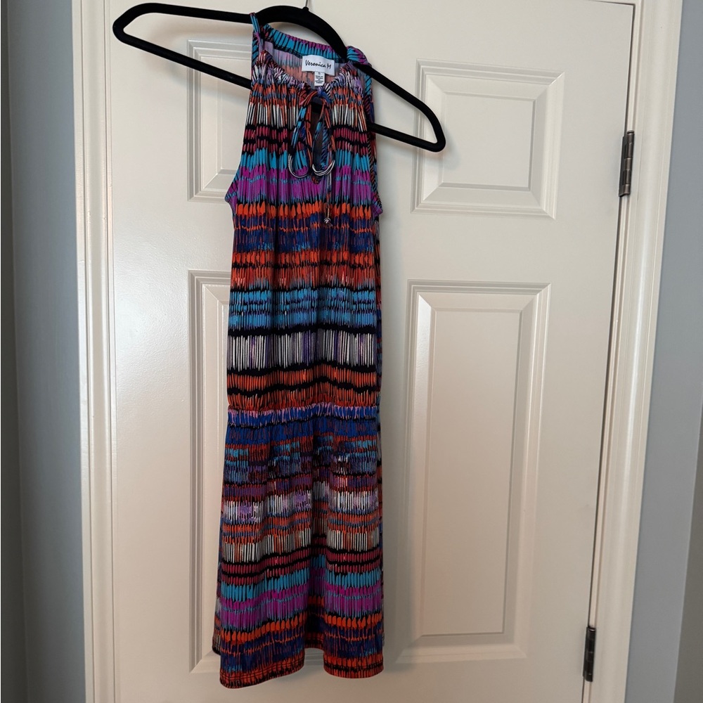 Veronica M Multicolor Front Tie  Sleeveless Dress